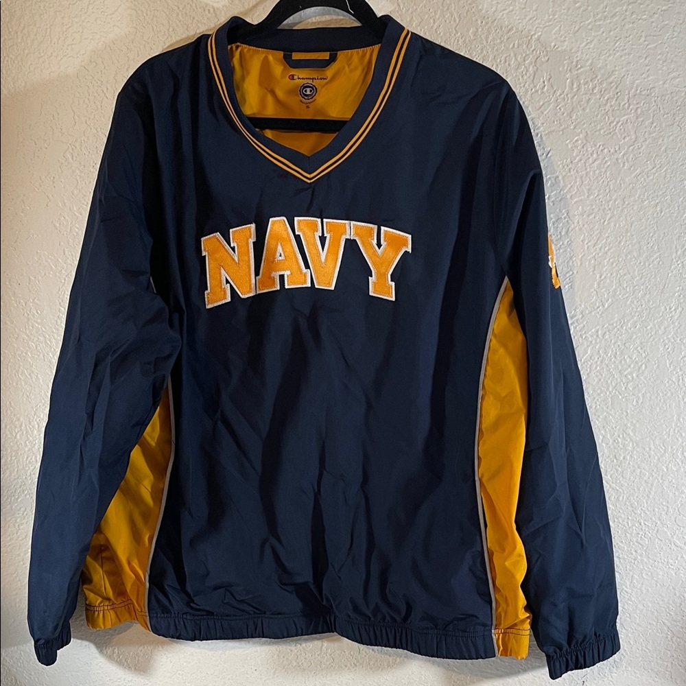 CHAMPION US NAVY MILITARY Front Pockets Pullover Windbreaker Jacket Size XL